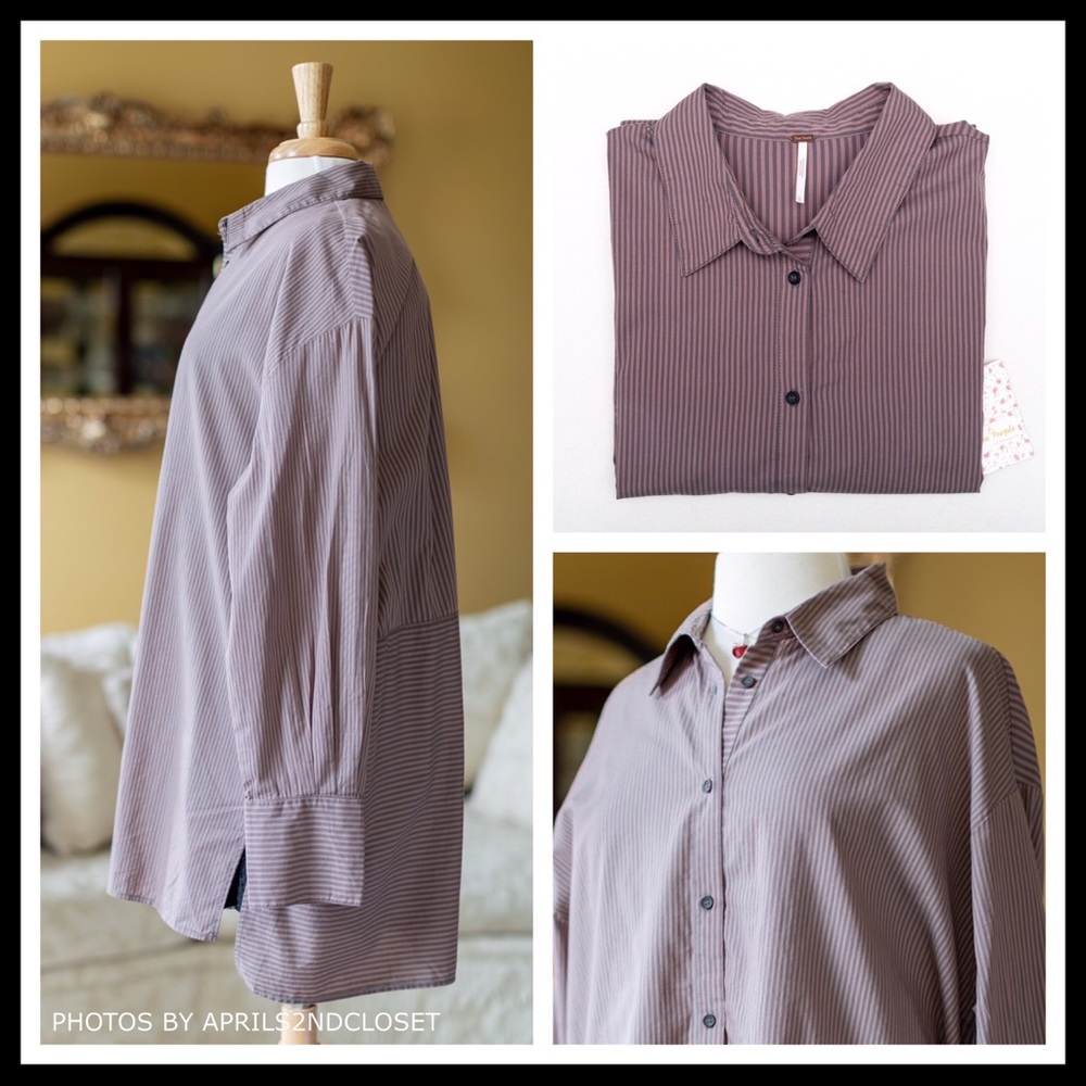 FREE PEOPLE BUTTON DOWN TUNIC SHIRT - Picture 7 of 8